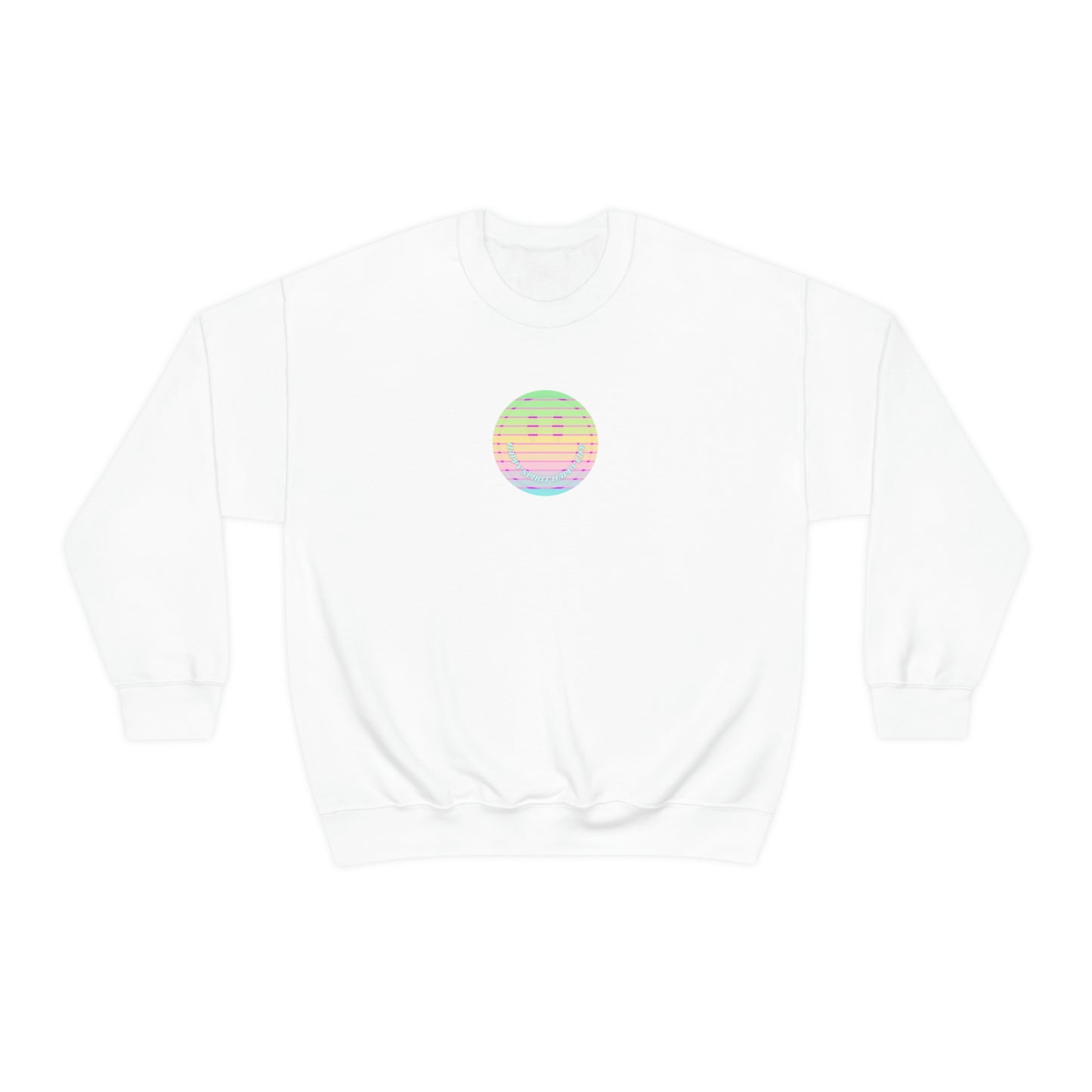 Happy Spirit Happy Life Sweatshirt, VSCO Girl Crewneck, Oversized Retro Font Graphic Tumblr, Front Print Smile Face Trendy Cover Up