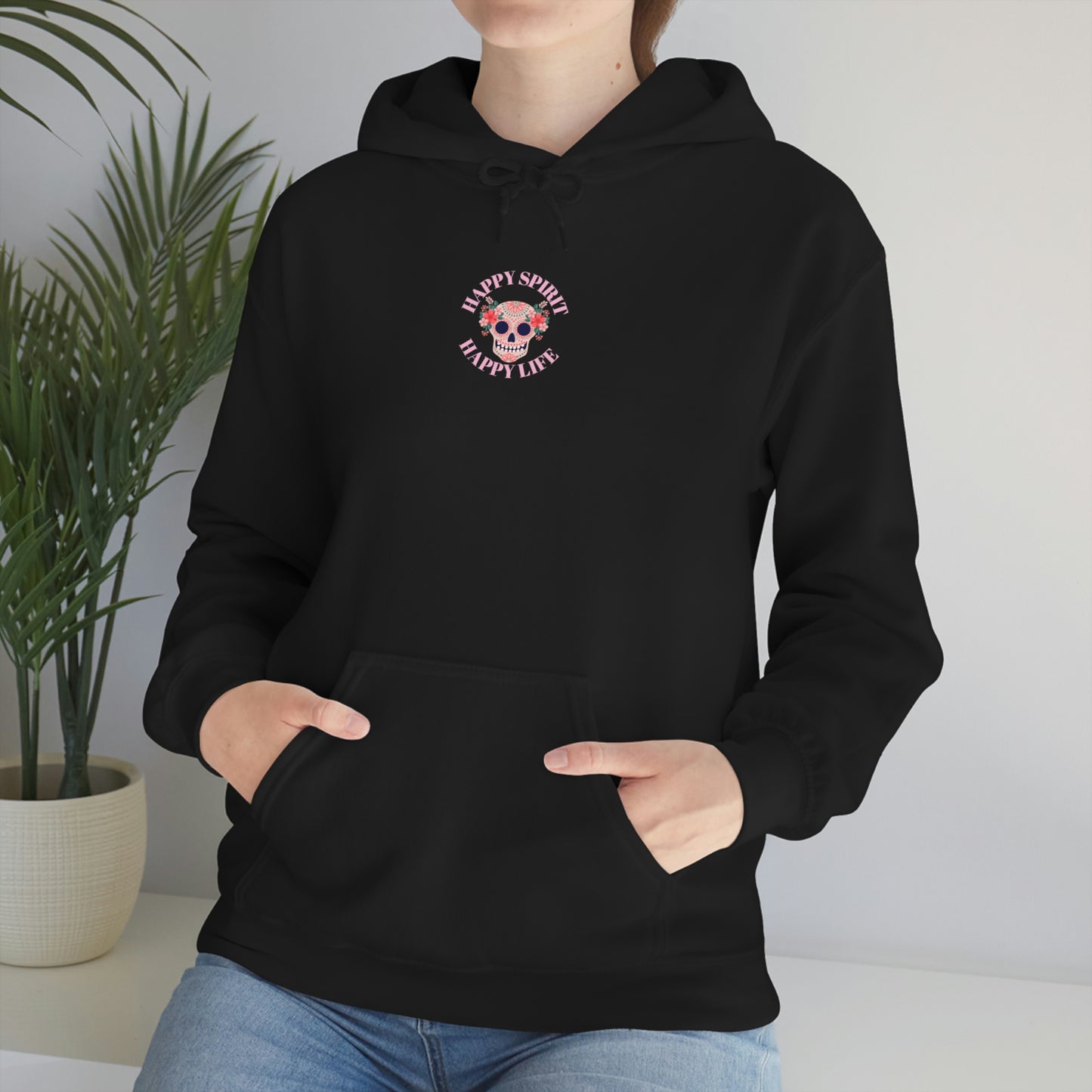 Dia De Los Muertos Hoodie Sweatshirt, Day of the Dead Gift, Happy Spirit Happy Life, Honoring the Dead Aesthetic Candy Skull, Sugar Skull