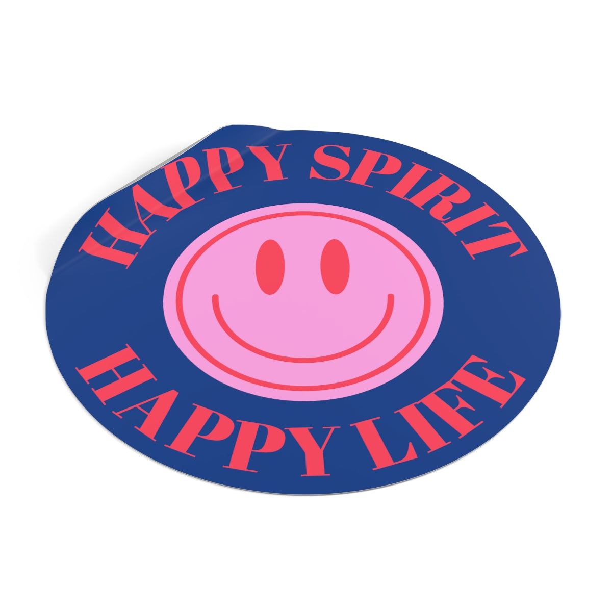 Happy Spirit Happy Life Round Vinyl Stickers, UV Smiley Stickers, Smile Sticker, Tumblr Retro Smile, VSCO Girl, Computer, Skateboard