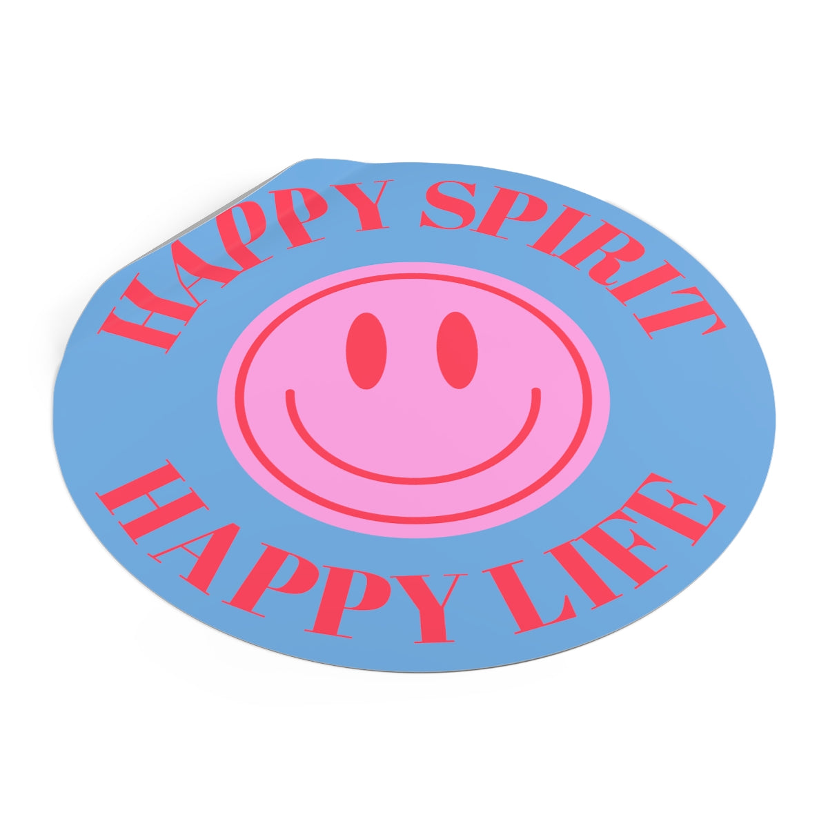 Happy Spirit Happy Life Round Vinyl Stickers, UV Smiley Stickers, Smile Sticker, Tumblr Retro Smile, VSCO Girl, Computer, Skateboard, Bumper
