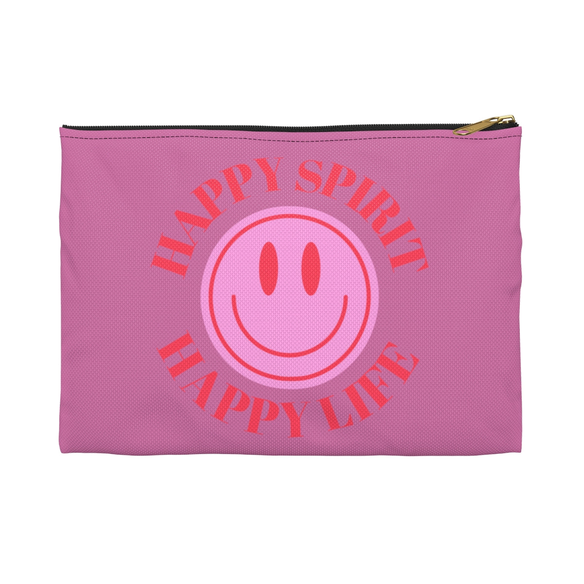 Happy Spirit Happy Life Accessory Pouch, Y2K Pouch, Vsco Girl Make Up Bag, Tumblr Smile Bag, Purple Case, Pencil Case, Travel Case,
