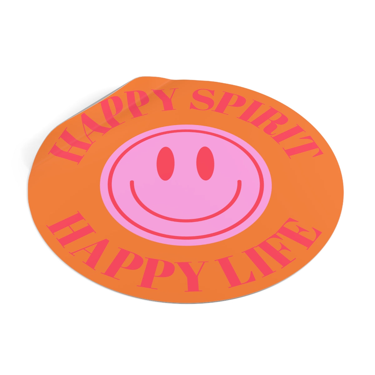 Happy Spirit Happy Life Round Vinyl Stickers, UV Smiley Stickers, Smile Sticker, Tumblr Retro Smile, VSCO Girl, Computer, Skateboard