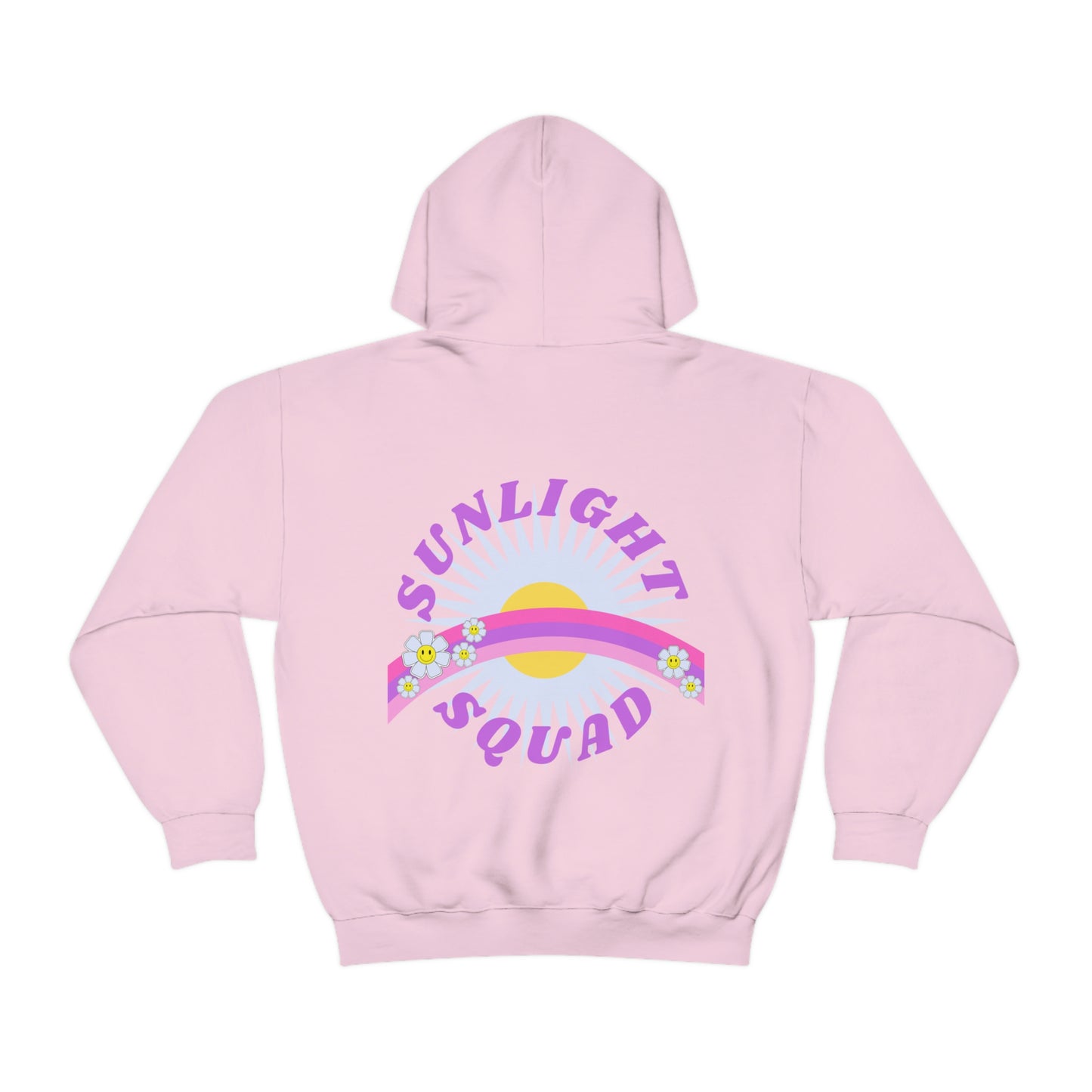 Retro Smile Flower Pink Purple Lavender Lilac Hoodie, Sunlight Squad Sweatshirt, Back Graphic Hoodie, VSCO Girl Oversized Trendy Tumblr Top