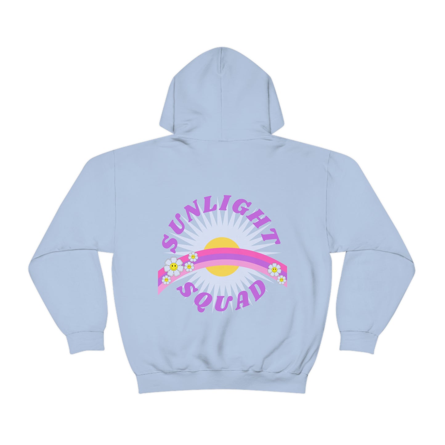 Retro Smile Flower Pink Purple Lavender Lilac Hoodie, Sunlight Squad Sweatshirt, Back Graphic Hoodie, VSCO Girl Oversized Trendy Tumblr Top