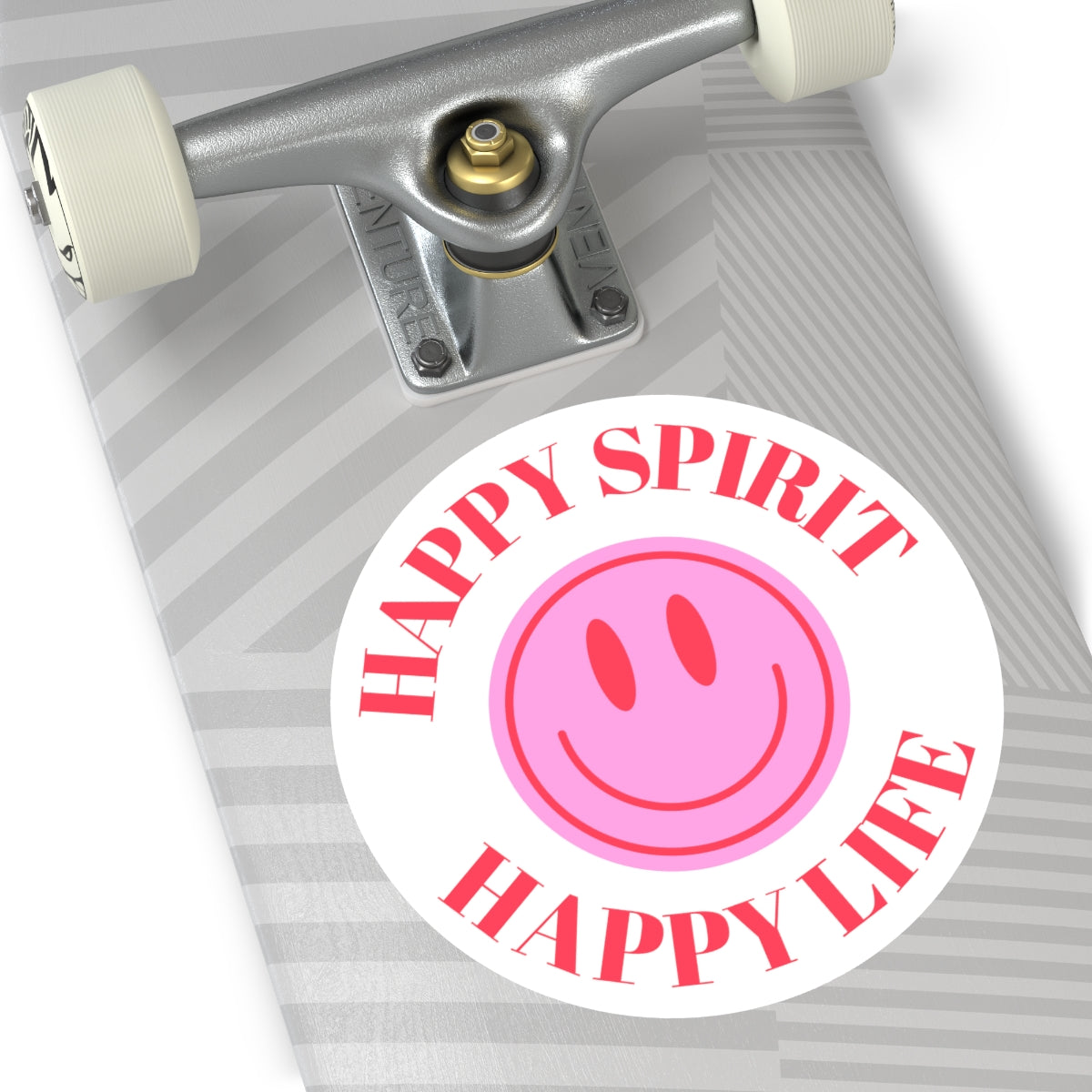 Happy Spirit Happy Life Round Vinyl Stickers, UV Smiley Stickers, Smile Sticker, Tumblr Retro Smile, VSCO Girl, Computer, Skateboard