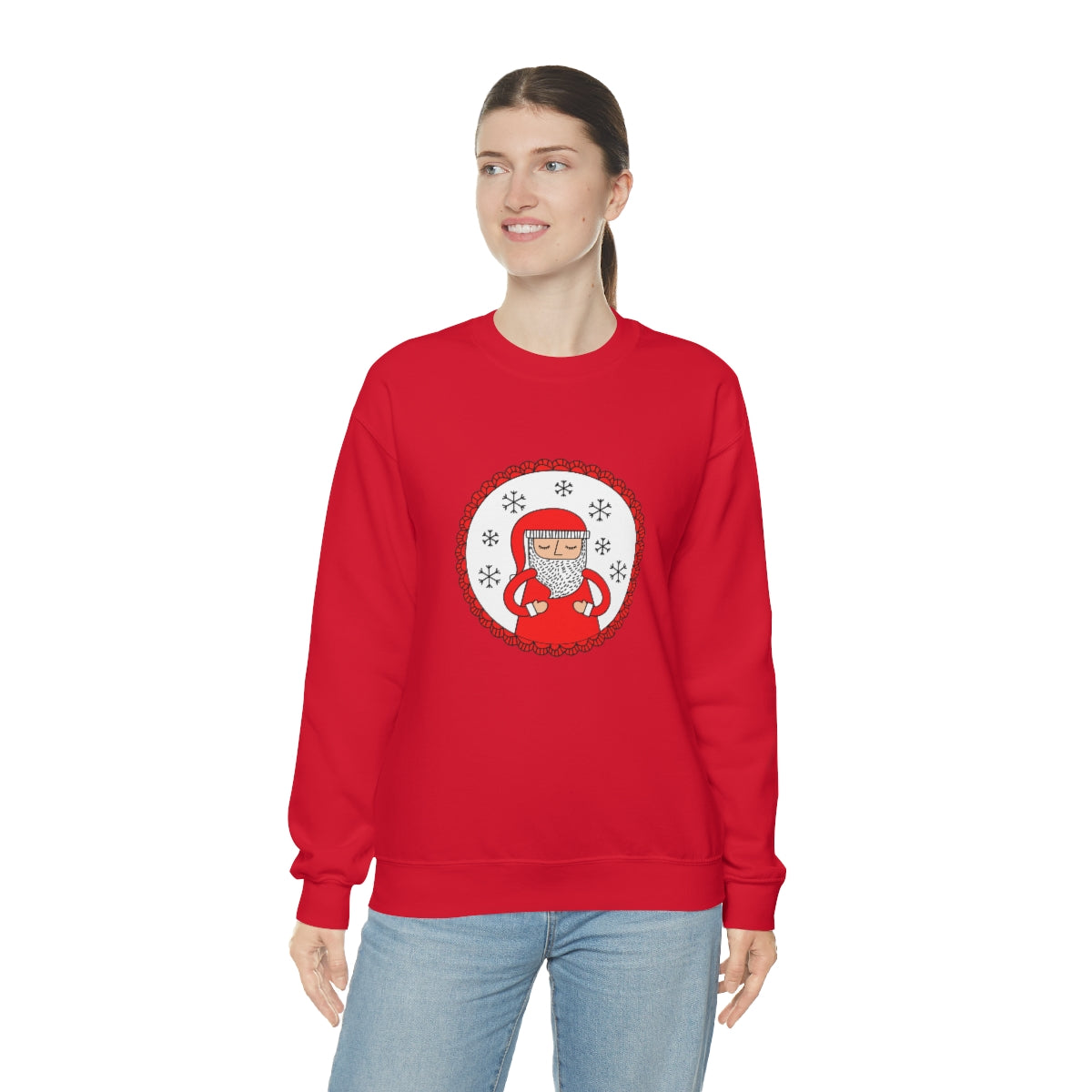 Minimalist Santa Claus Sweatshirt, Santa Sweatshirt, Trendy Noel Minimalist Christmas Sweatshirt, Xmas Santa Crewneck Top, Red Holiday Top