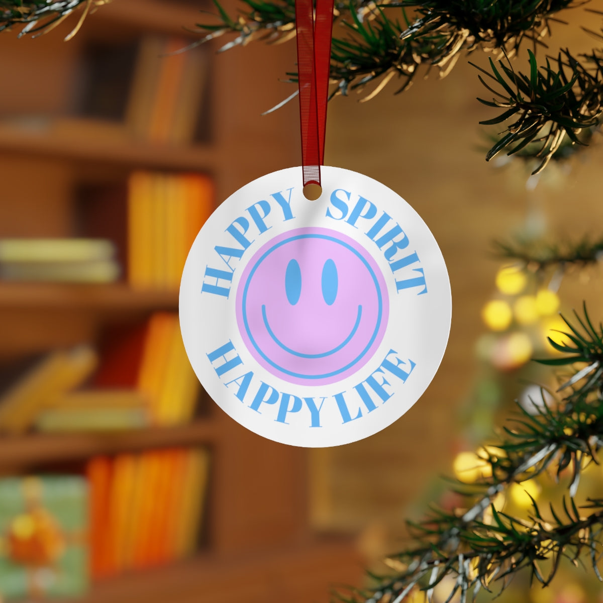 Metal Ornament Happy Spirit Happy Life, Happiness Ornament, Modern Ornament, Smile Decoration, VSCO, Tumblr, Purple Smile, Retro Christmas