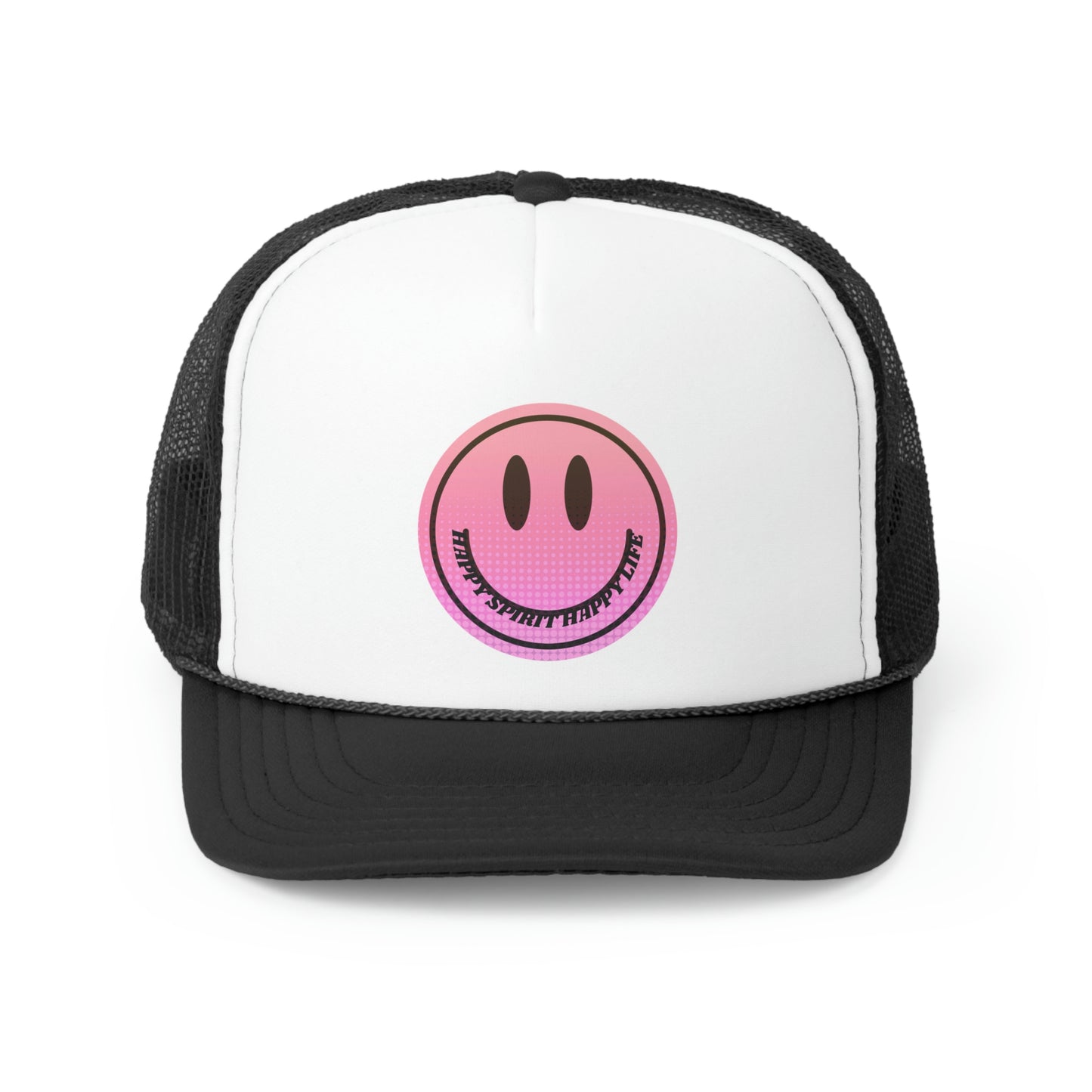 Hat Happy Spirit Happy Life, Aesthetic Sunset Hat, Smile Tumblr Hat, Trendy Trucker Hat, Vsco Girl, Pink Graphic Trucker Hat, Baseball Hat