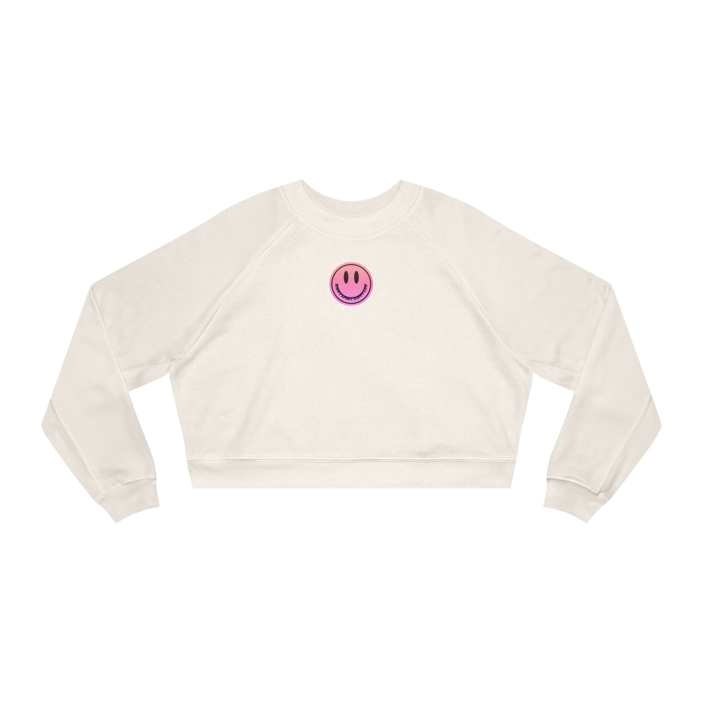 Aesthetic Cropped Sweatshirt, Smile Face Crop Top, Happy Spirit Happy Life Sunset Smile Cropped Top, Women's Cropped Fleece Pullover