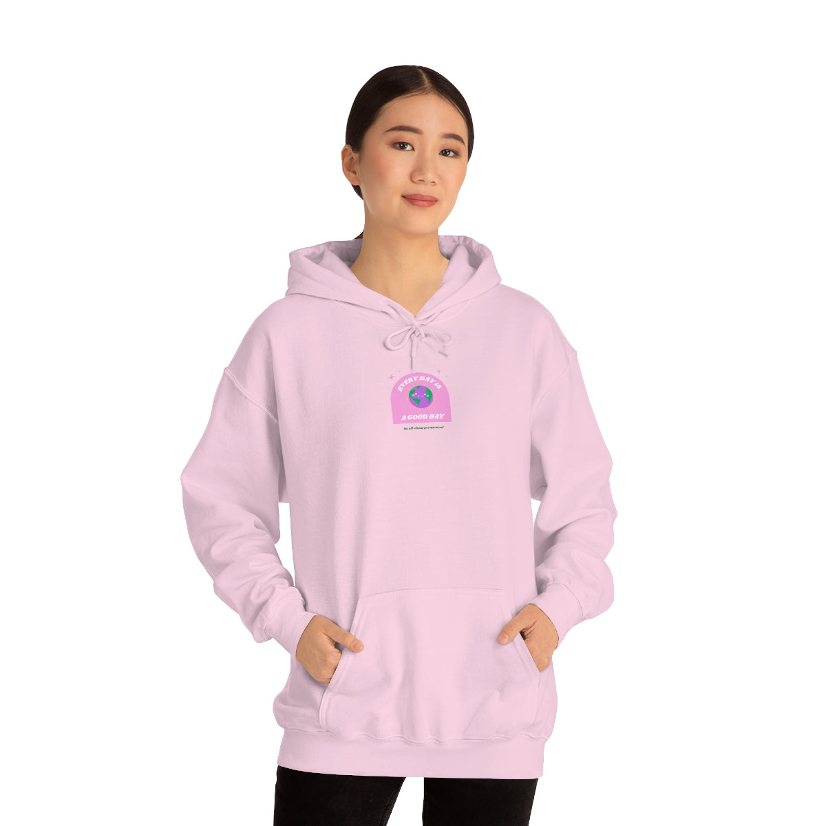 Retro Every Day is a Good Day, Its All About Perspective Earth Pink Purple Back Graphic Hoodie, VSCO Girl Oversized Trendy Tumblr Sweatshirt
