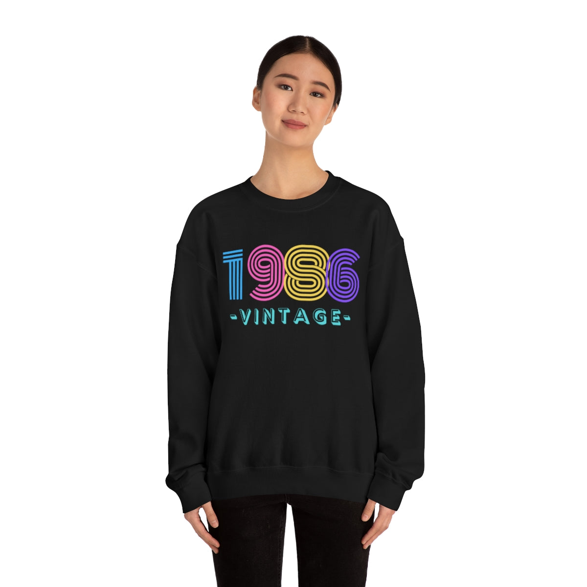 Personalized 1986 Vintage Retro Birthday or Special Date Crewneck Sweatshirt, Perfect Birthday Gift Sweatshirt, 80s style script