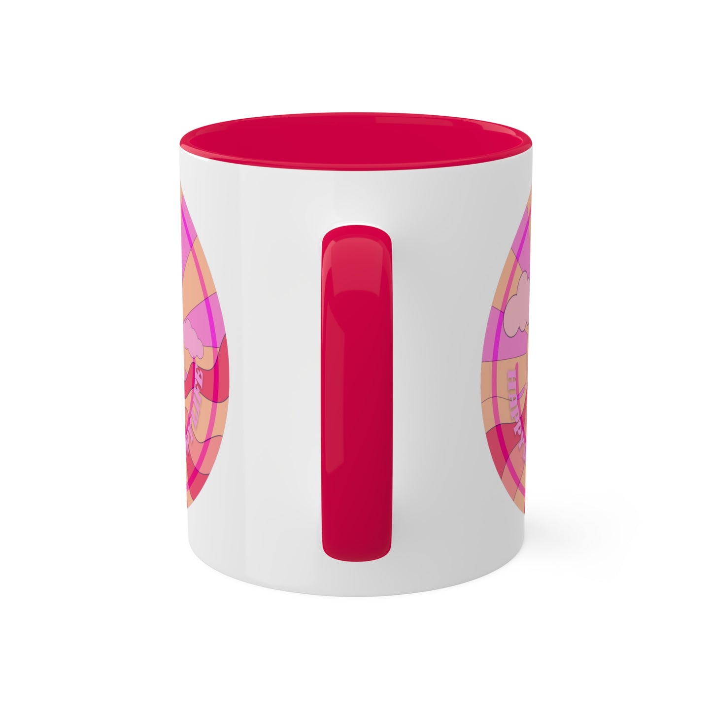 Retro Happy Spirit Happy Life Aesthetic Mug, Smile Face Mug, Trendy Coffee Mug, Tumblr Mug, Aesthetic Happy Life Gift, Aesthetic Pink Mug