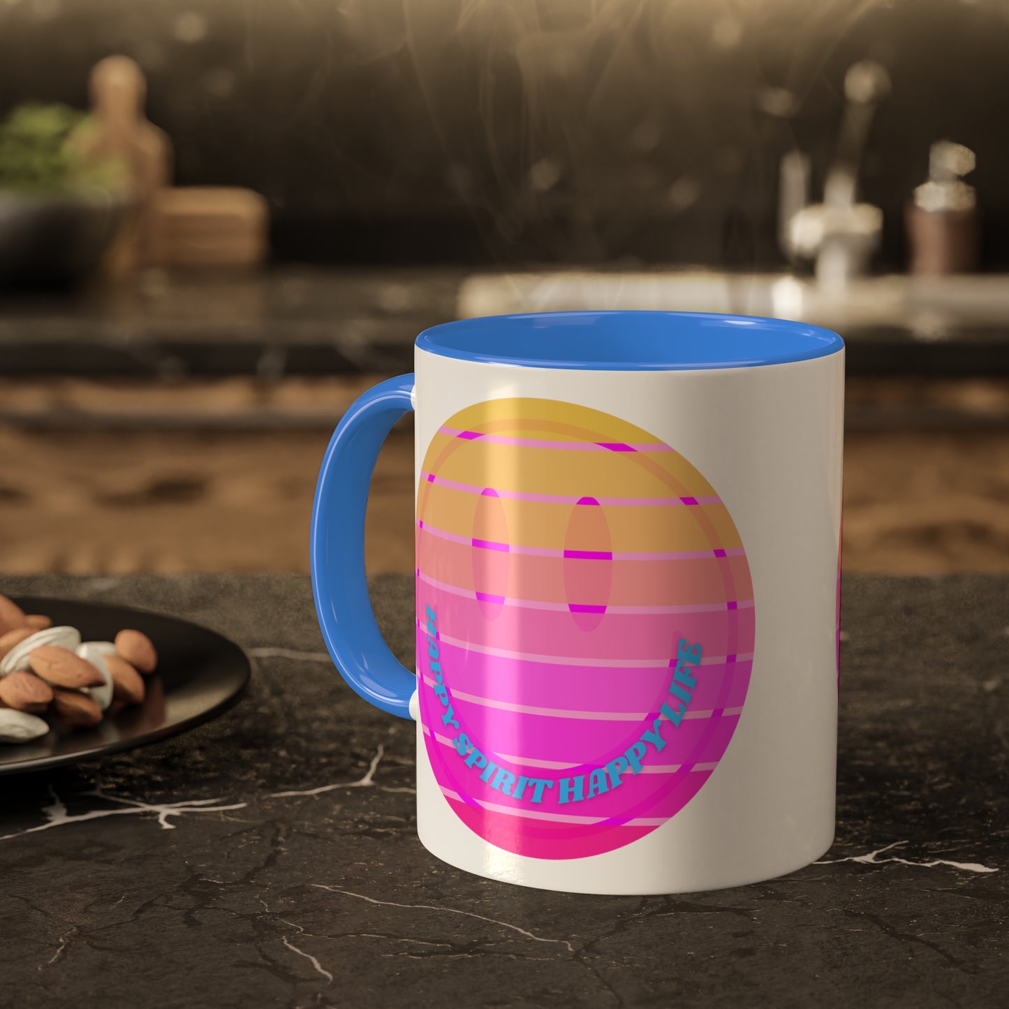 Retro Happy Spirit Happy Life Aesthetic Mug, Smile Face Mug, Trendy Coffee Mug, Tumblr Mug, Aesthetic Happy Life Gift, Aesthetic Mug