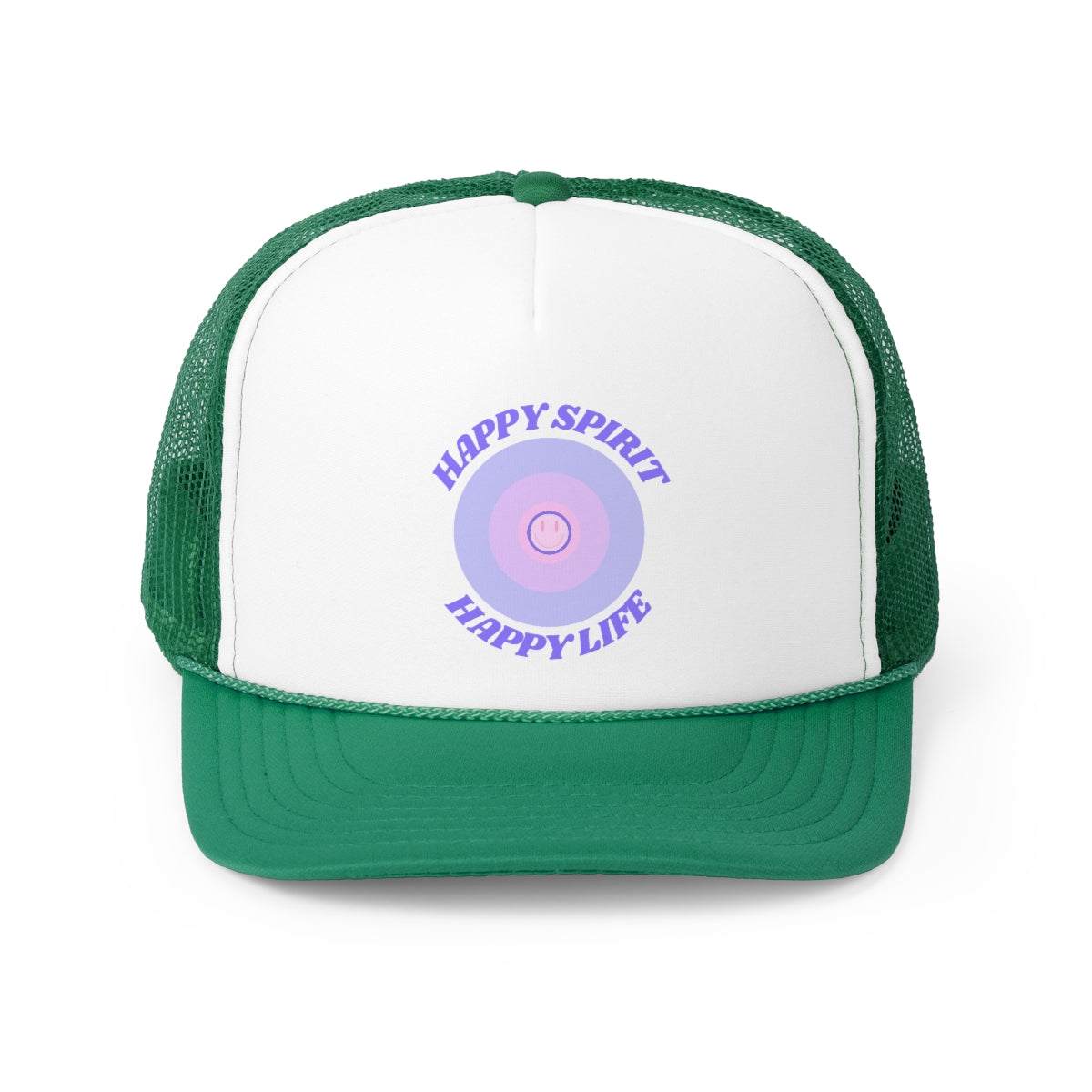 Hat Happy Spirit Happy Life- Aesthetic Hat, Smile Tumblr hat, Trendy Oversized hat, Vsco girl, Pink Graphic Trucker Hat, Baseball Hat