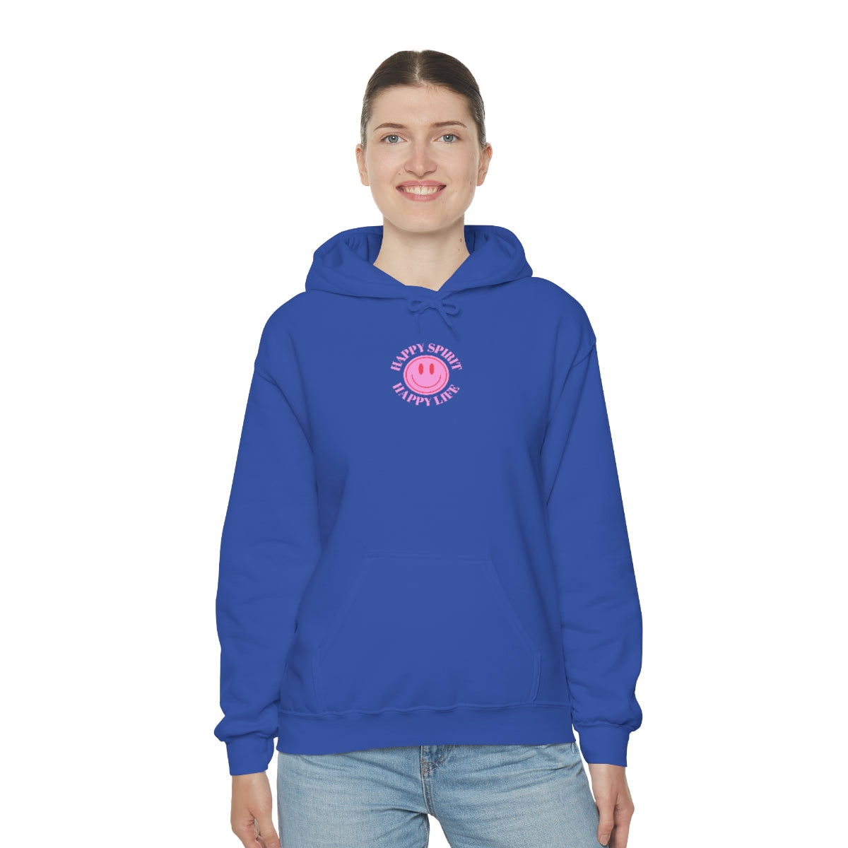 Happy Spirit Happy Life Sweatshirt, Pink Smile Lilac Hoodie, Oversized Hoodie, Front Back Print Trendy Sweatshirt, Beach Cover Up, Cover Up