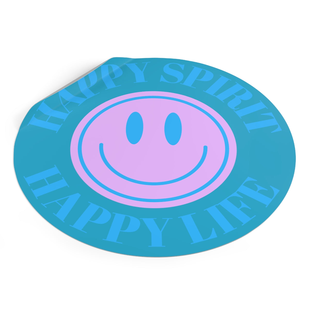 Happy Spirit Happy Life Round Vinyl Stickers, UV Smiley Stickers, Smile Sticker, Tumblr Retro Smile, VSCO Girl, Computer, Skateboard