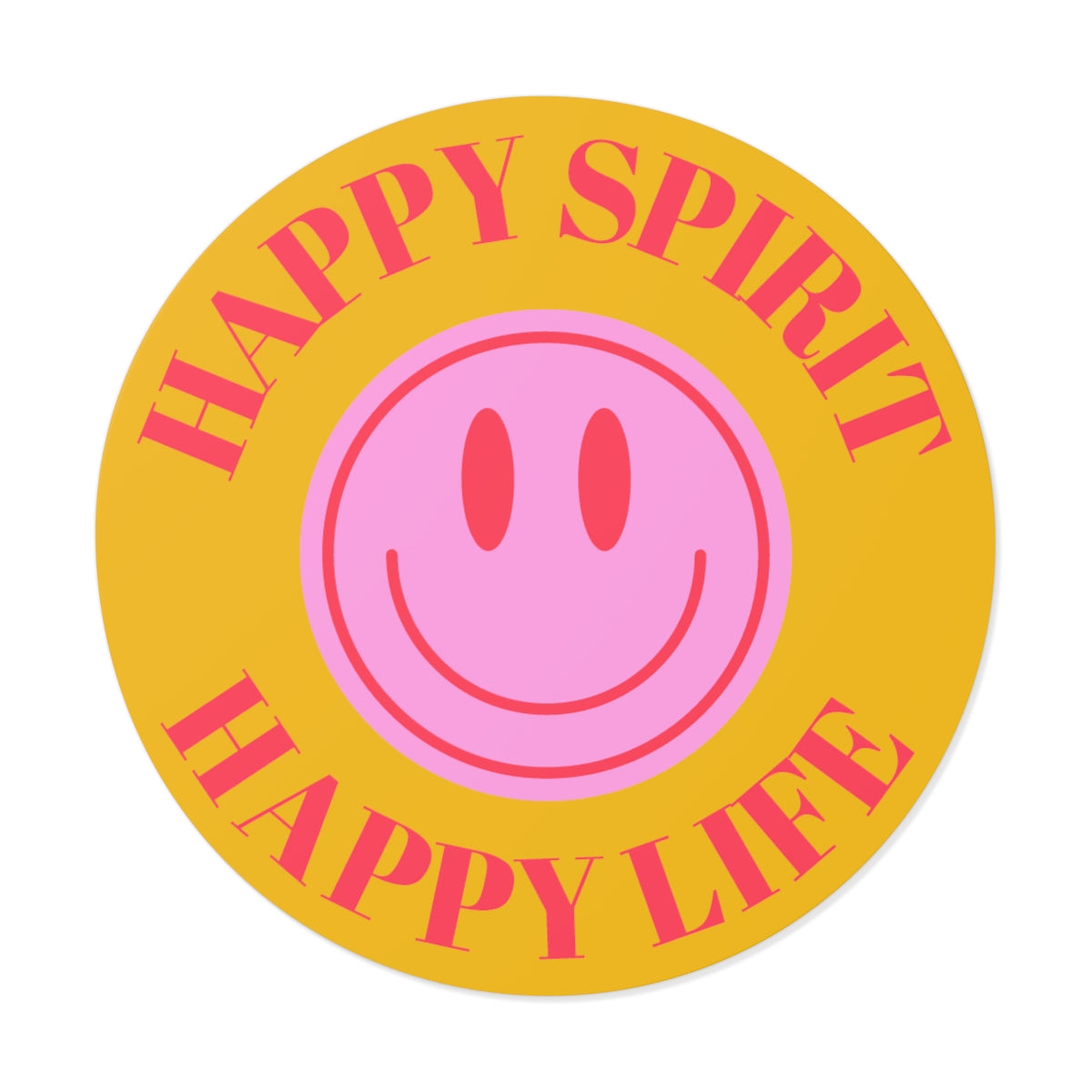 Happy Spirit Happy Life Round Vinyl Stickers, UV Smiley Stickers, Smile Sticker, Tumblr Retro Smile, VSCO Girl, Computer, Skateboard