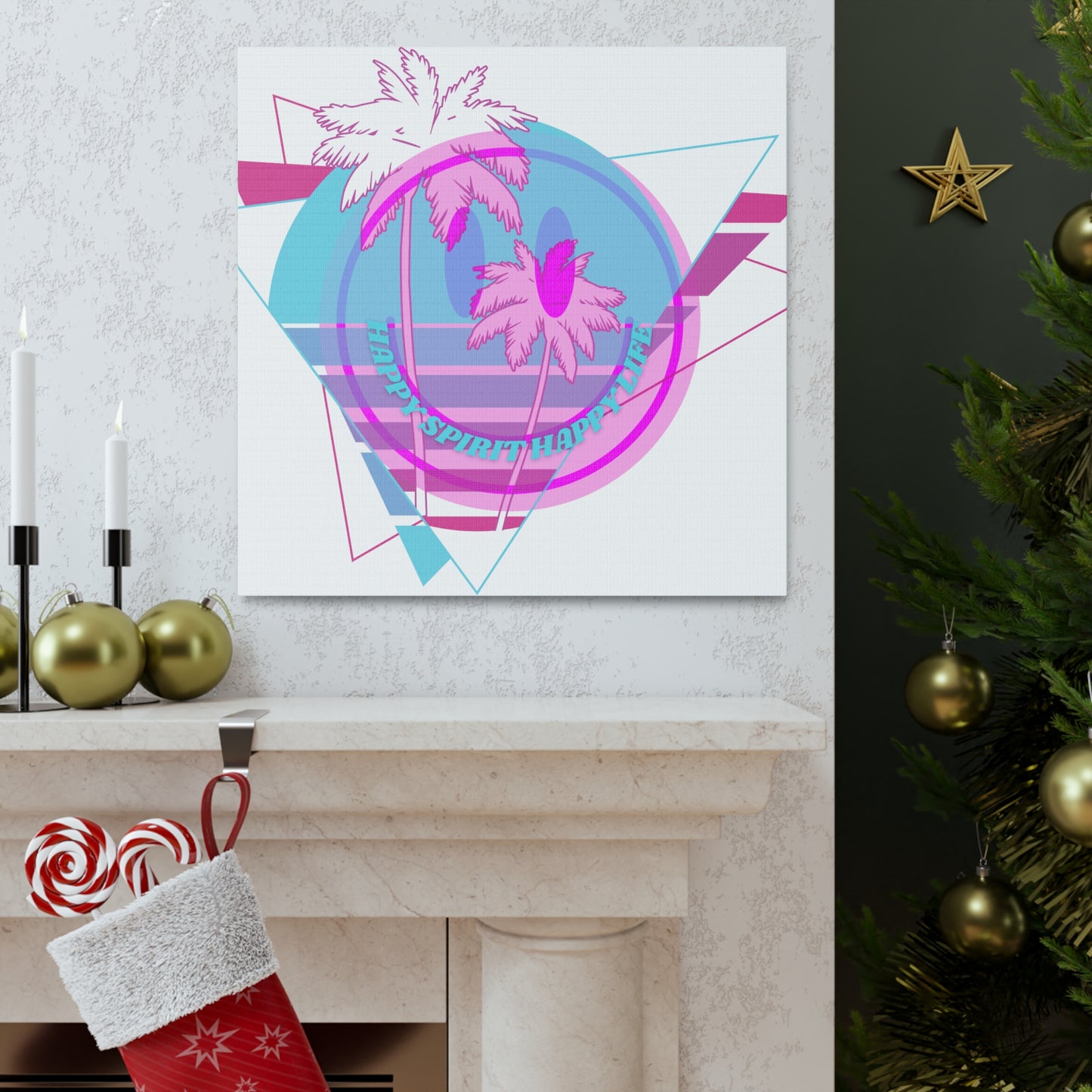Smile Face Wall Art, Aesthetic Smile Face Gallery Canvas Wrap, Sunset Wall Art, Bedroom Wall Art, Pink Smile Decoration, Home Decoration