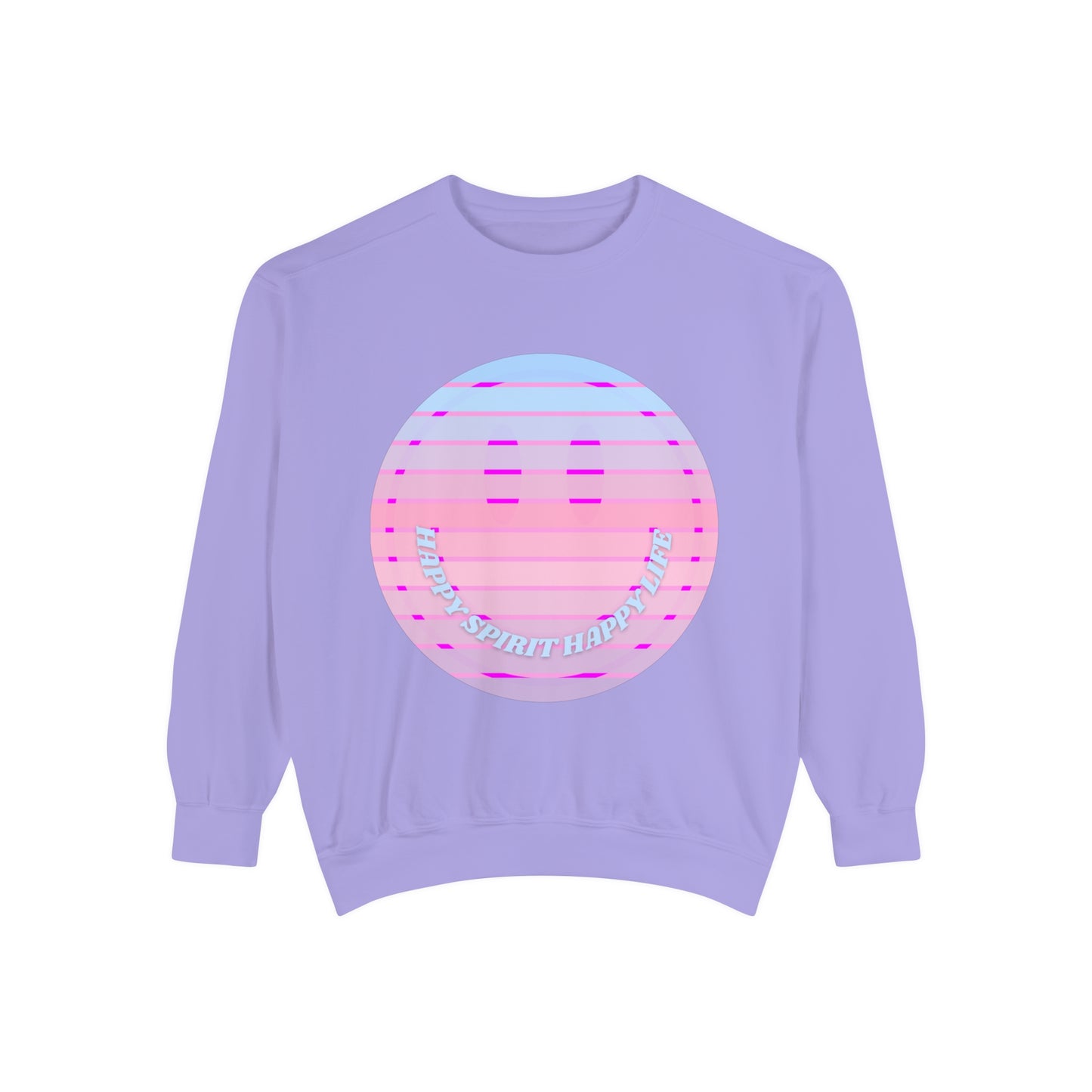 Aesthetic Smile Hoodie, Smile Face Comfort Colors Crewneck, Happy Spirit Happy Life Sunset Smile Sweatshirt, Unisex Garment-Dyed Sweatshirt