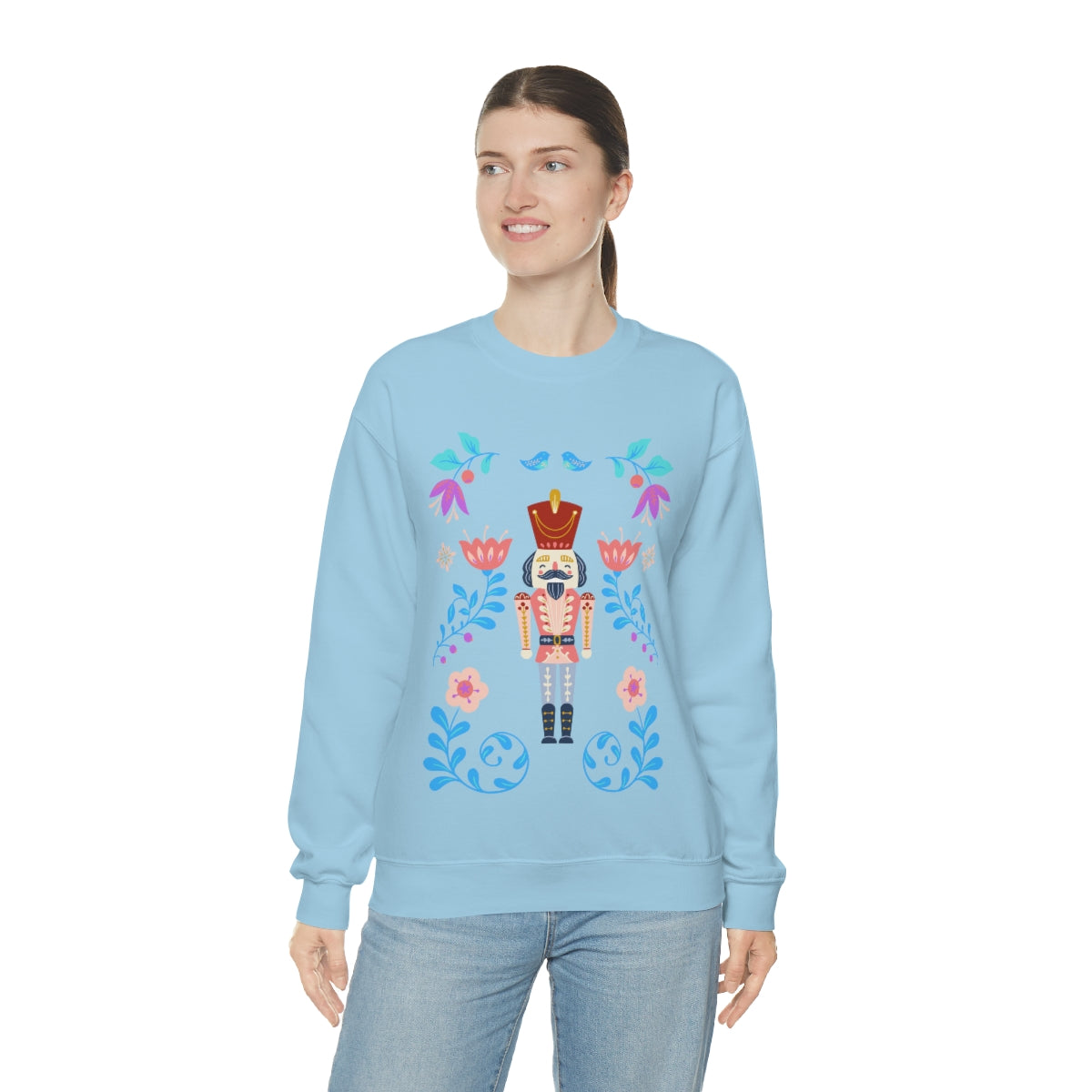 Nutcracker Modern Sweatshirt, Blue Nutcracker Sweatshirt, Trendy Christmas Minimalist Sweatshirt, Xmas Crewneck Bright Color Crewneck