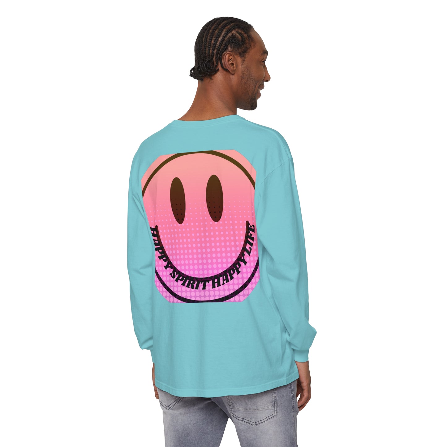 Aesthetic Long Sleeve Shirt, Smile Face Y2K Retro Shirt, 80's Style Smile Graphic, Comfort Colors Unisex Garment-dyed Long Sleeve T-Shirt