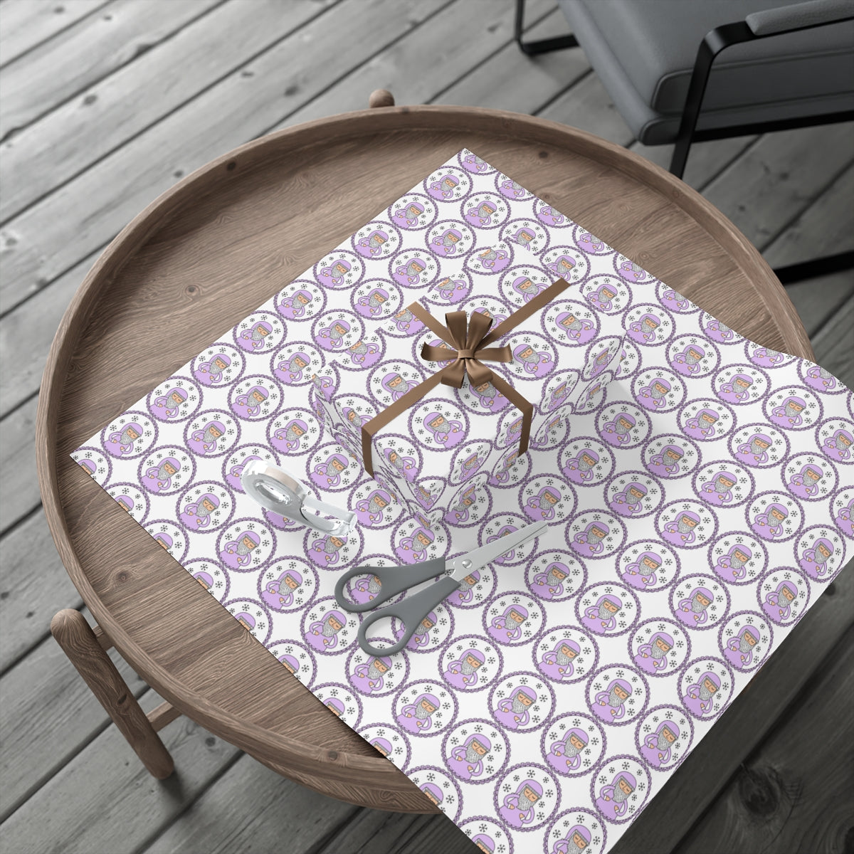 Purple Santa Gift Wrap Paper, Lavender Santa Claus Paper, Pastel Christmas Paper, Purple Holiday Wrapping Paper