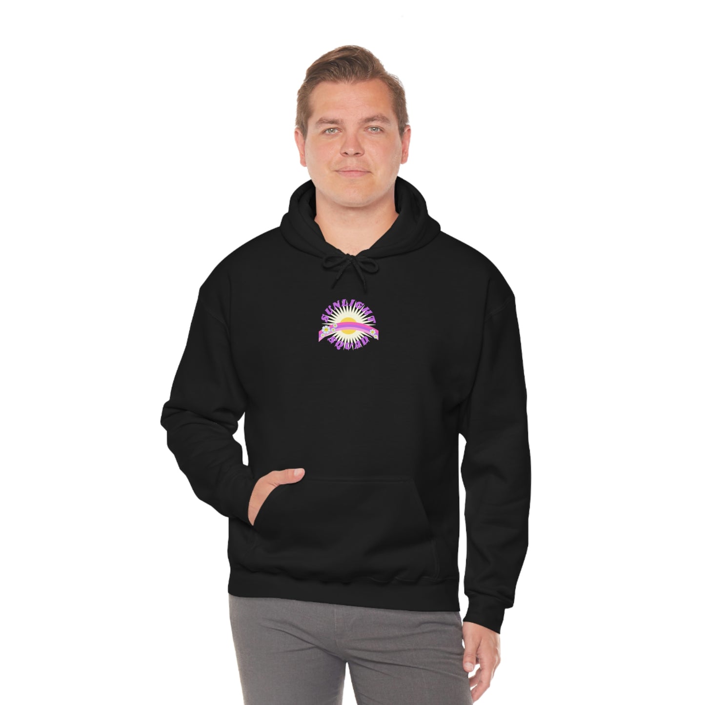 Retro Smile Flower Pink Purple Lavender Lilac Hoodie, Sunlight Squad Sweatshirt, Back Graphic Hoodie, VSCO Girl Oversized Trendy Tumblr Top