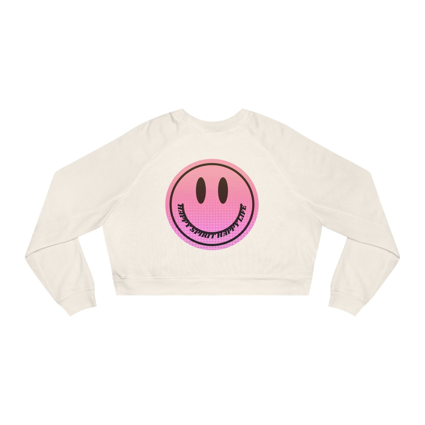Aesthetic Cropped Sweatshirt, Smile Face Crop Top, Happy Spirit Happy Life Sunset Smile Cropped Top, Women's Cropped Fleece Pullover