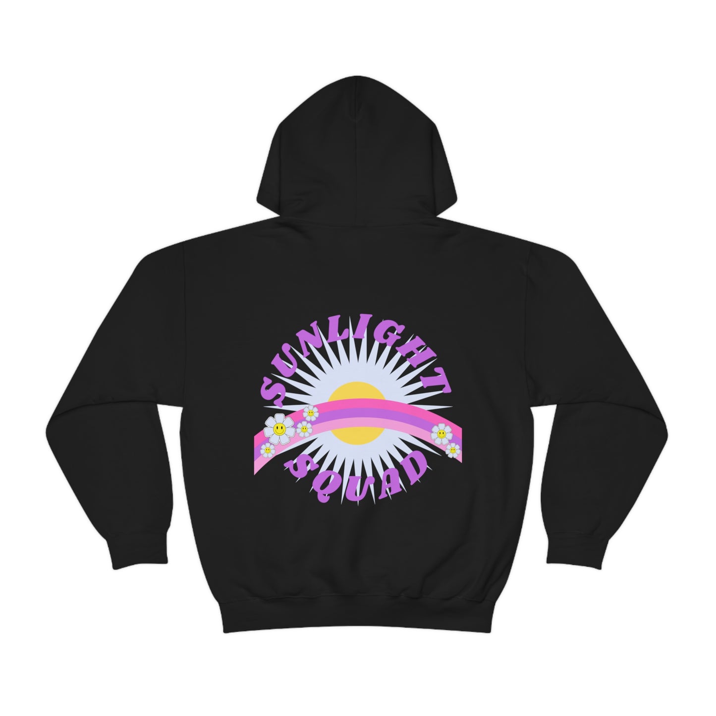 Retro Smile Flower Pink Purple Lavender Lilac Hoodie, Sunlight Squad Sweatshirt, Back Graphic Hoodie, VSCO Girl Oversized Trendy Tumblr Top