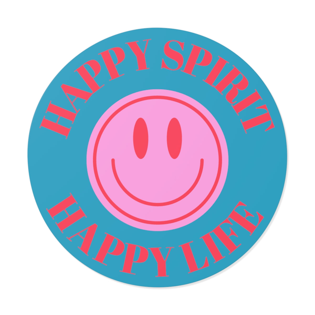 Happy Spirit Happy Life Round Vinyl Stickers, UV Smiley Stickers, Smile Sticker, Tumblr Retro Smile, VSCO Girl, Computer, Skateboard