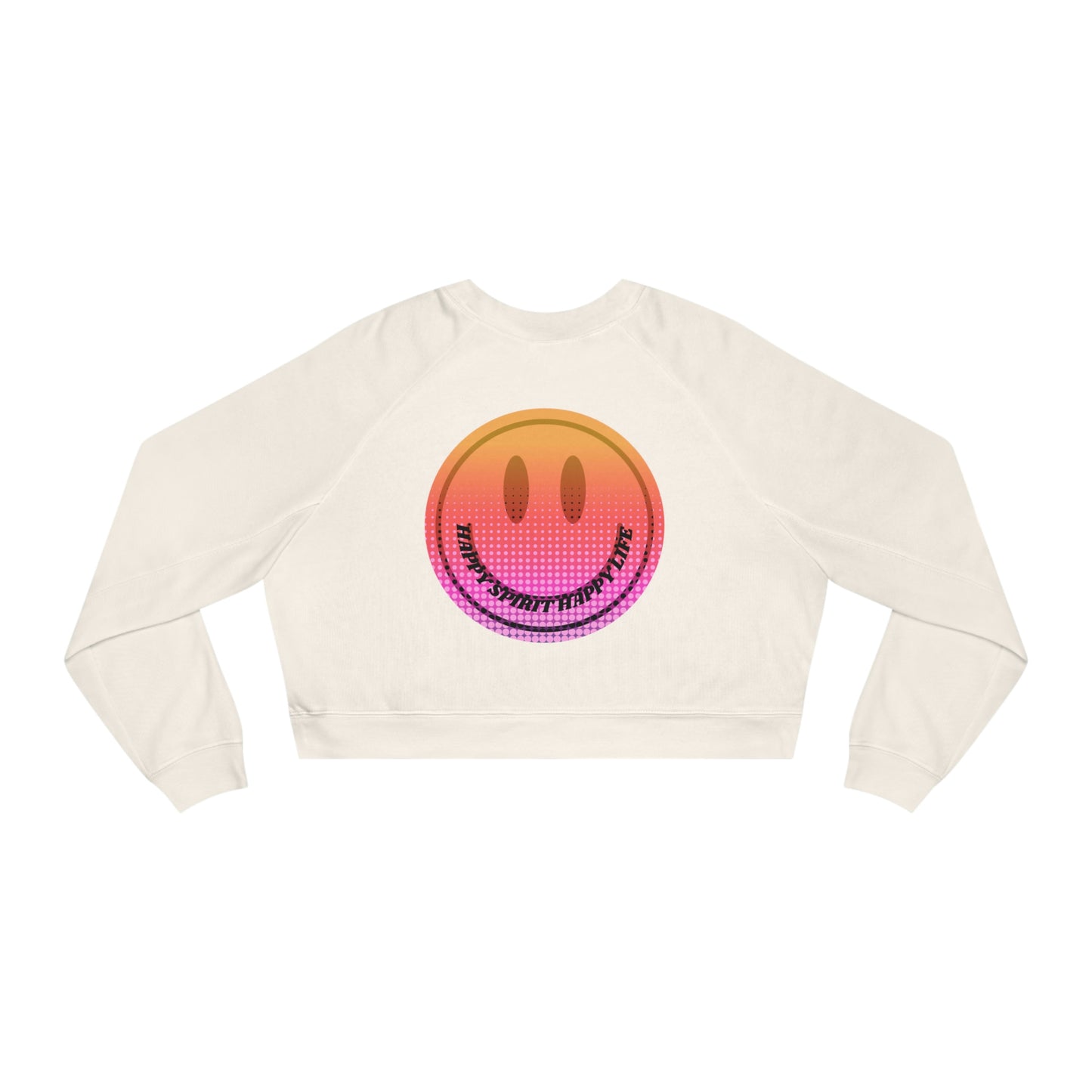 Aesthetic Cropped Sweatshirt, Smile Face Crop Top, Happy Spirit Happy Life Sunset Smile Cropped Top, Women's Cropped Fleece Pullover