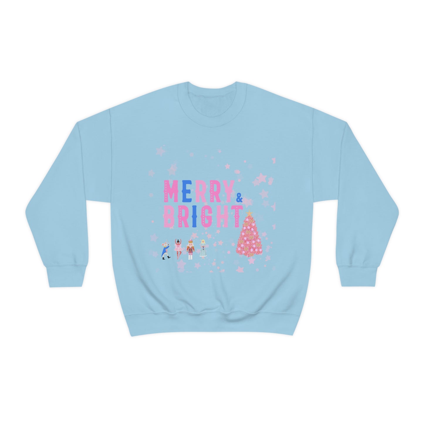 Pink Nutcracker Merry and Bright Minimalist Sweatshirt, Blue Nutcracker Sweatshirt, Trendy Christmas Sweatshirt, Pastel Xmas Crewneck