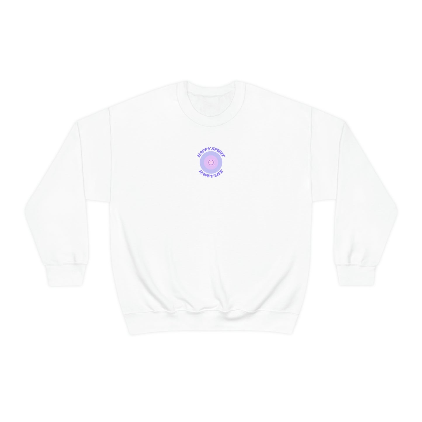 Retro Happy Spirit Happy Life Lavender Lilac Pink Smile Graphic Crewneck, VSCO Girl Sweatshirt, Tumblr Oversized Trendy Back Print Pullover