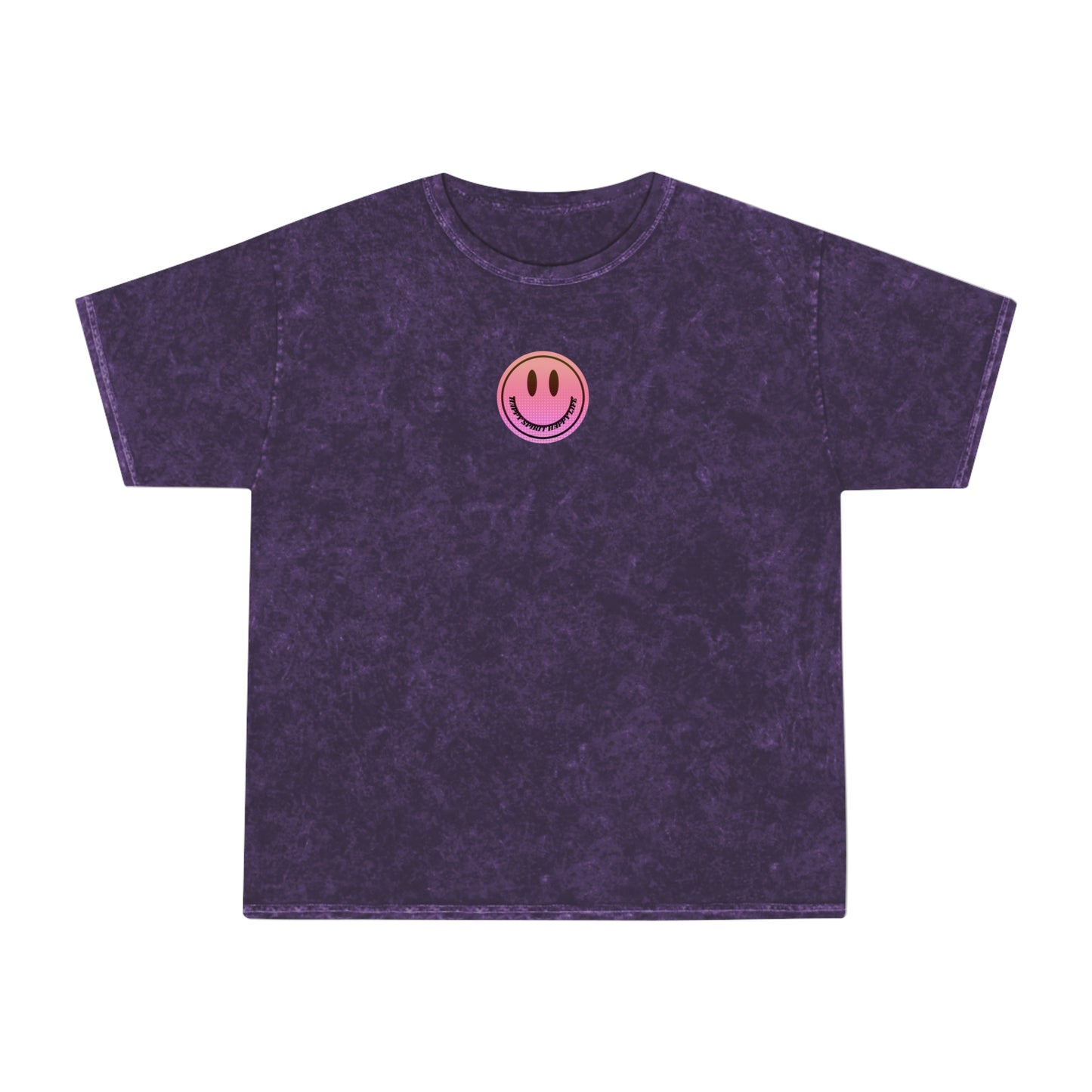 Aesthetic Smile Face Shirt, Retro, Happy Spirit Happy Life Shirt, Smile Pink Sunset Ombre T-Shirt, Unisex 80's style Mineral Wash T-Shirt
