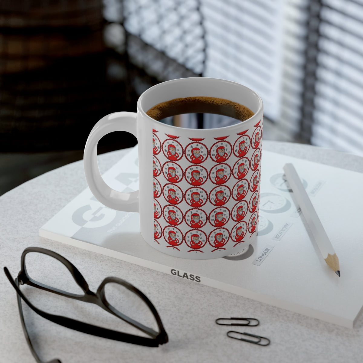 Red Santa Aesthetic Mug, Pastel Christmas Mug, Trendy Coffee Mug, Tumblr Mug, Aesthetic Holiday Gift, Minimalist Santa Mug Print