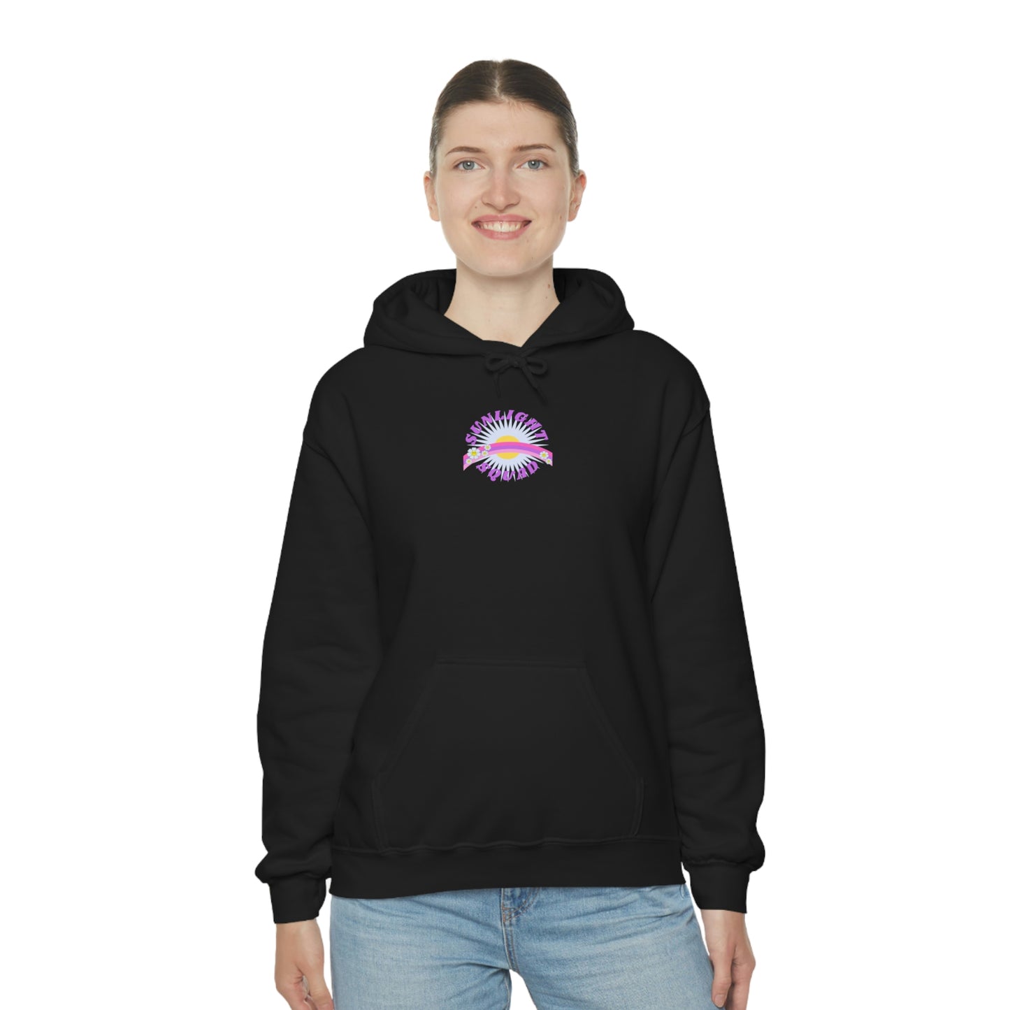 Retro Smile Flower Pink Purple Lavender Lilac Hoodie, Sunlight Squad Sweatshirt, Back Graphic Hoodie, VSCO Girl Oversized Trendy Tumblr Top