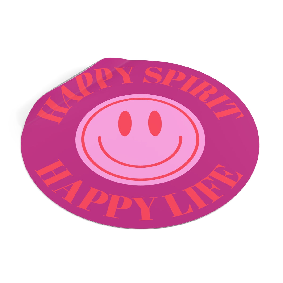 Happy Spirit Happy Life Round Vinyl Stickers, UV Smiley Stickers, Smile Sticker, Tumblr Retro Smile, VSCO Girl, Computer, Skateboard, Bumper