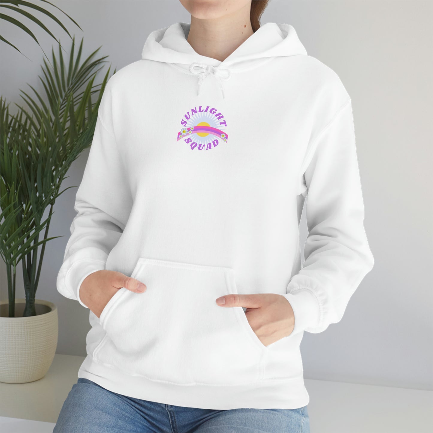 Retro Smile Flower Pink Purple Lavender Lilac Hoodie, Sunlight Squad Sweatshirt, Back Graphic Hoodie, VSCO Girl Oversized Trendy Tumblr Top