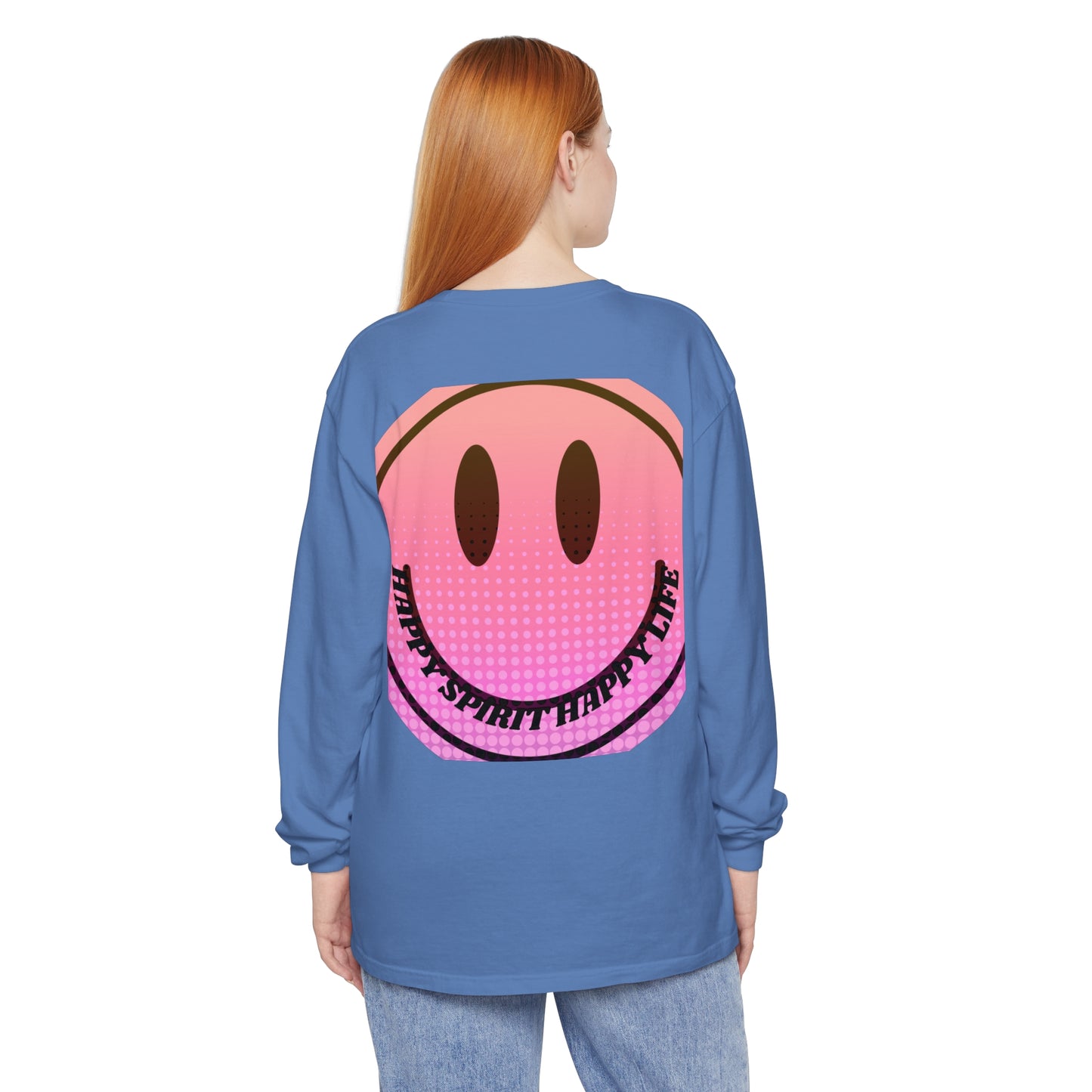 Aesthetic Long Sleeve Shirt, Smile Face Y2K Retro Shirt, 80's Style Smile Graphic, Comfort Colors Unisex Garment-dyed Long Sleeve T-Shirt