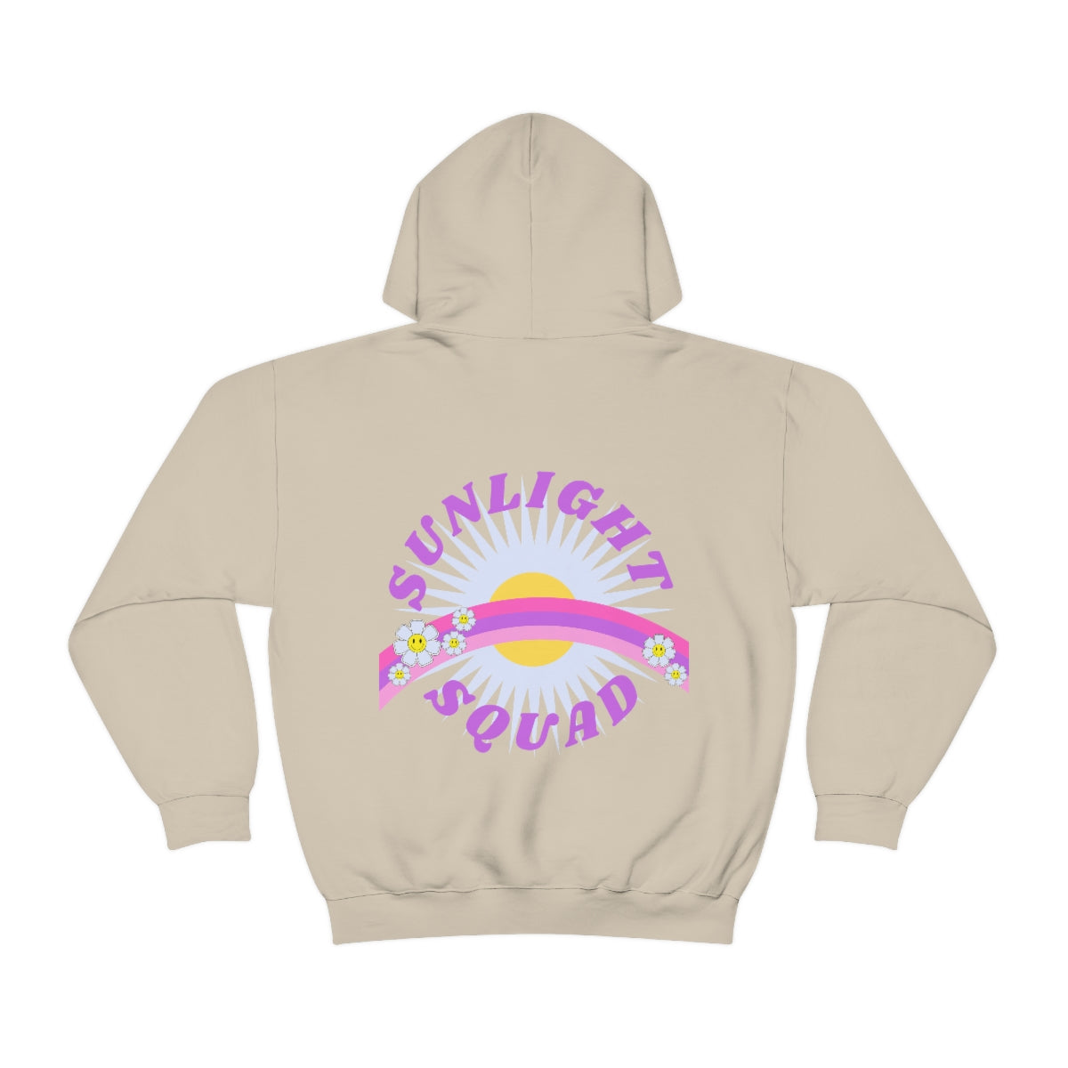 Retro Smile Flower Pink Purple Lavender Lilac Hoodie, Sunlight Squad Sweatshirt, Back Graphic Hoodie, VSCO Girl Oversized Trendy Tumblr Top