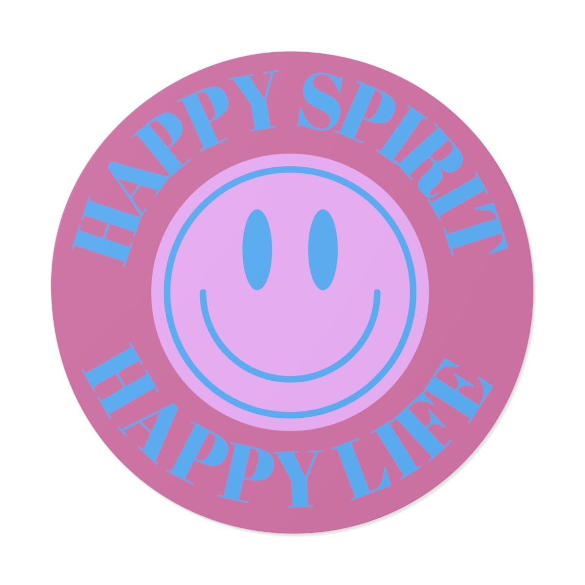 Happy Spirit Happy Life Round Vinyl Stickers, UV Smiley Stickers, Smile Sticker, Tumblr Retro Smile, VSCO Girl, Computer, Skateboard