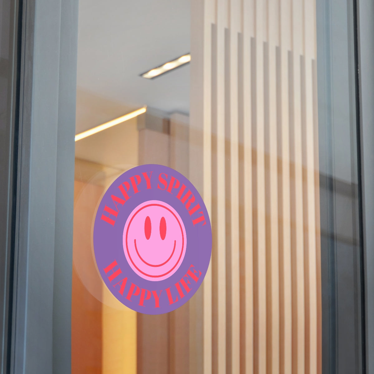 Happy Spirit Happy Life Round Vinyl Stickers, UV Smiley Stickers, Smile Sticker, Tumblr Retro Smile, VSCO Girl, Computer, Skateboard