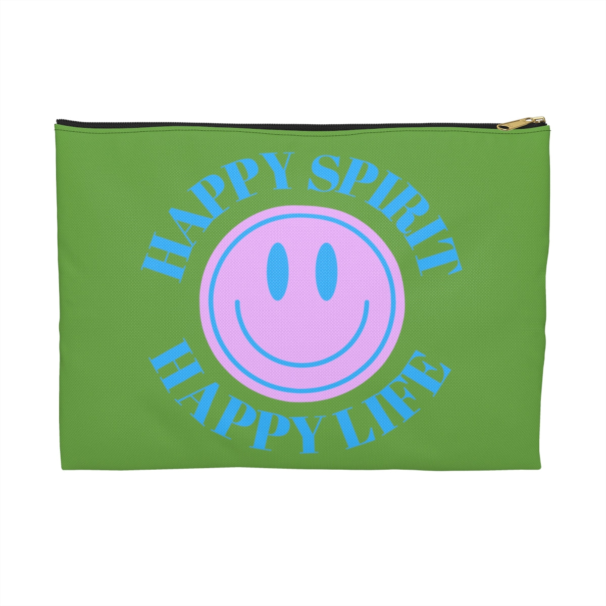 Happy Spirit Happy Life Accessory Pouch, Y2K Pouch, Vsco Girl Make Up Bag, Tumblr Smile Bag, Purple Case, Pencil Case, Travel Case,