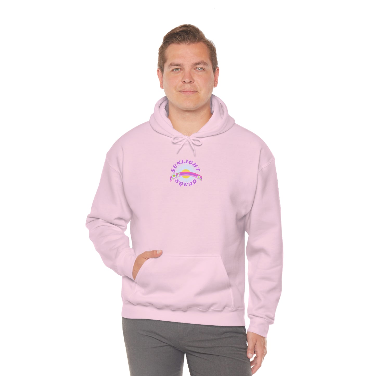 Retro Smile Flower Pink Purple Lavender Lilac Hoodie, Sunlight Squad Sweatshirt, Back Graphic Hoodie, VSCO Girl Oversized Trendy Tumblr Top