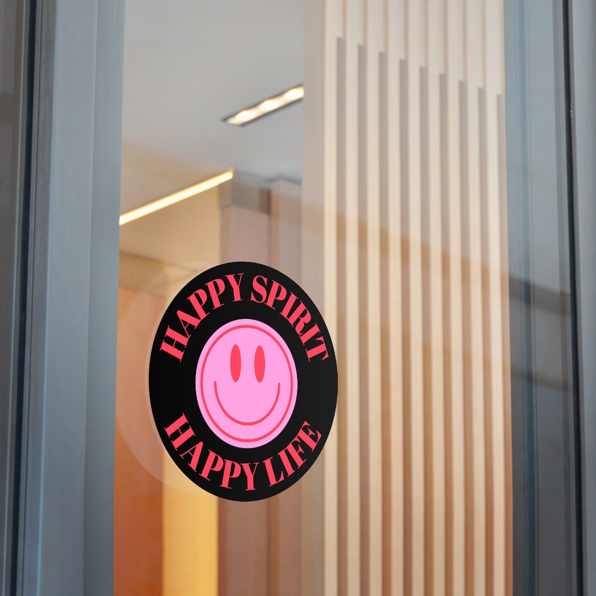 Happy Spirit Happy Life Round Vinyl Stickers, UV Smiley Stickers, Smile Sticker, Tumblr Retro Smile, VSCO Girl, Computer, Skateboard