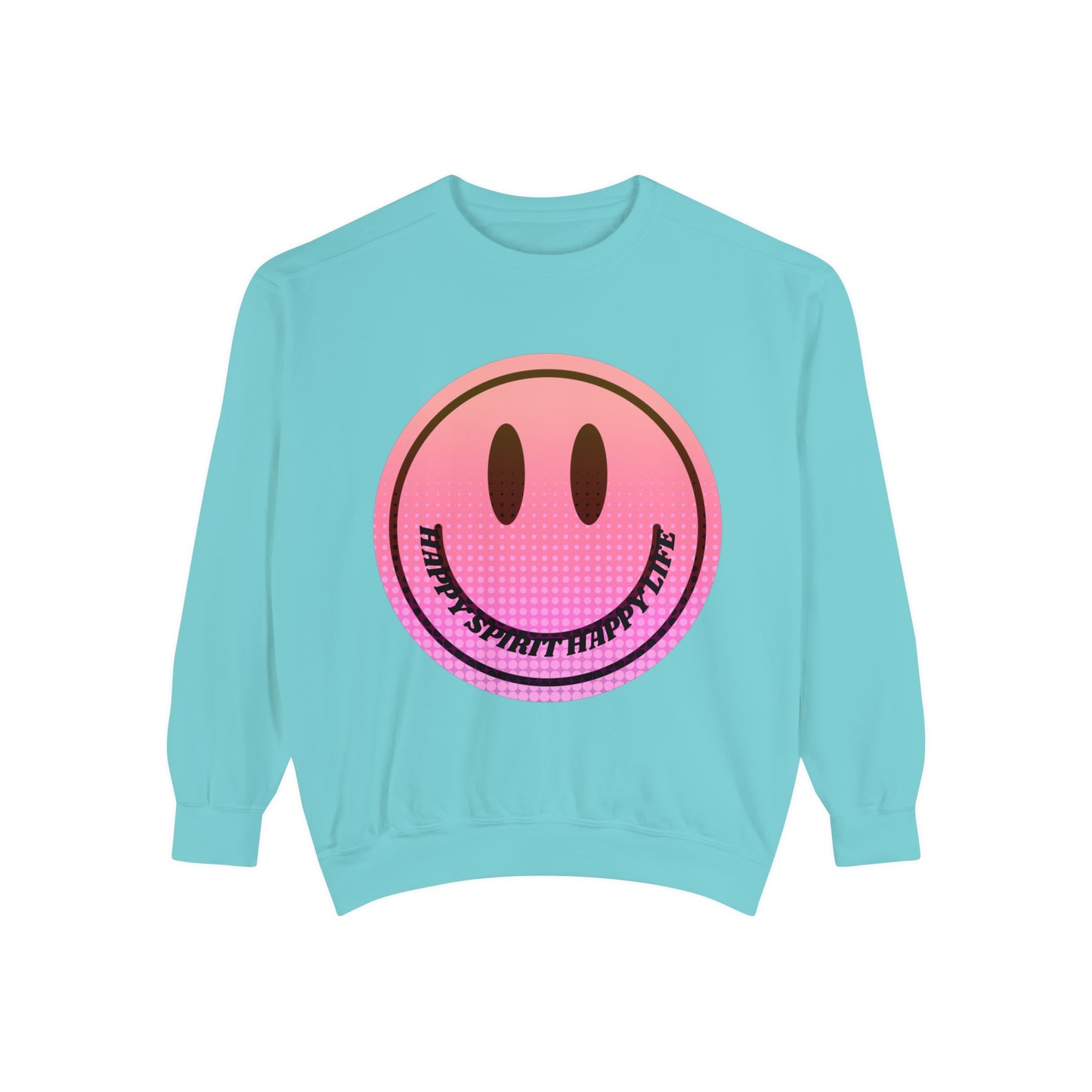 Aesthetic Smile Hoodie, Smile Face Comfort Colors Crewneck, Happy Spirit Happy Life Sunset Smile Sweatshirt, Unisex Garment-Dyed Sweatshirt