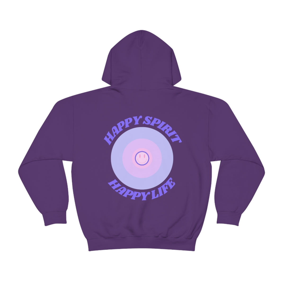 Retro Happy Spirit Happy Life Lavender Lilac Pink Smile Graphic Hoodie, VSCO Girl Sweatshirt, Tumblr Hoodie, Oversized Trendy Back Print Top