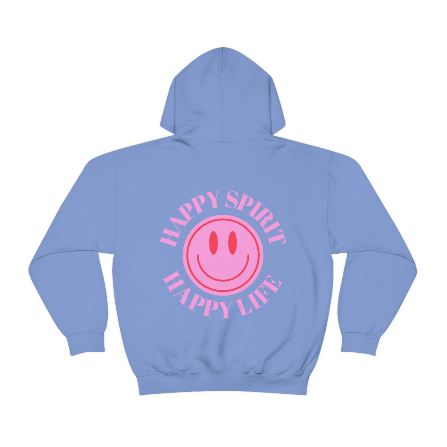 Happy Spirit Happy Life Sweatshirt, Pink Smile Lilac Hoodie, Oversized Hoodie, Front Back Print Trendy Sweatshirt, Beach Cover Up, Cover Up