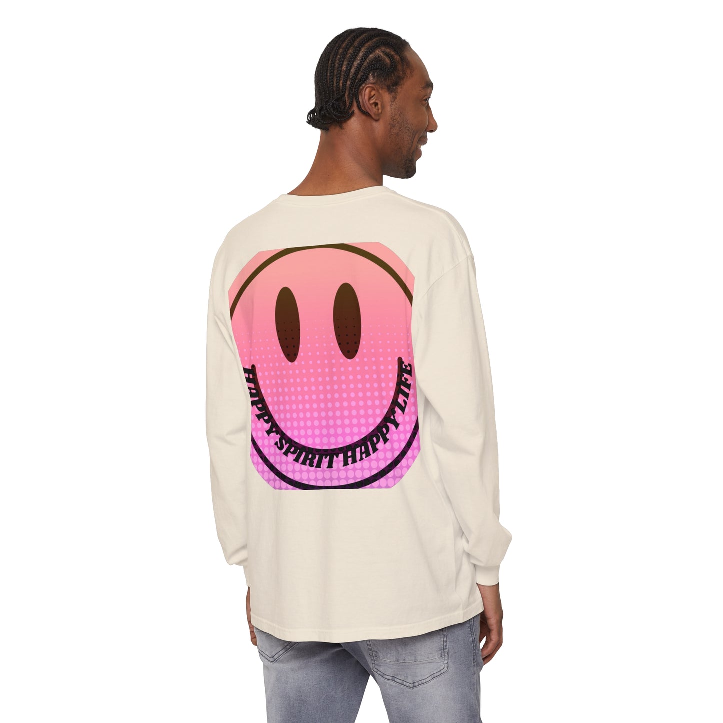 Aesthetic Long Sleeve Shirt, Smile Face Y2K Retro Shirt, 80's Style Smile Graphic, Comfort Colors Unisex Garment-dyed Long Sleeve T-Shirt