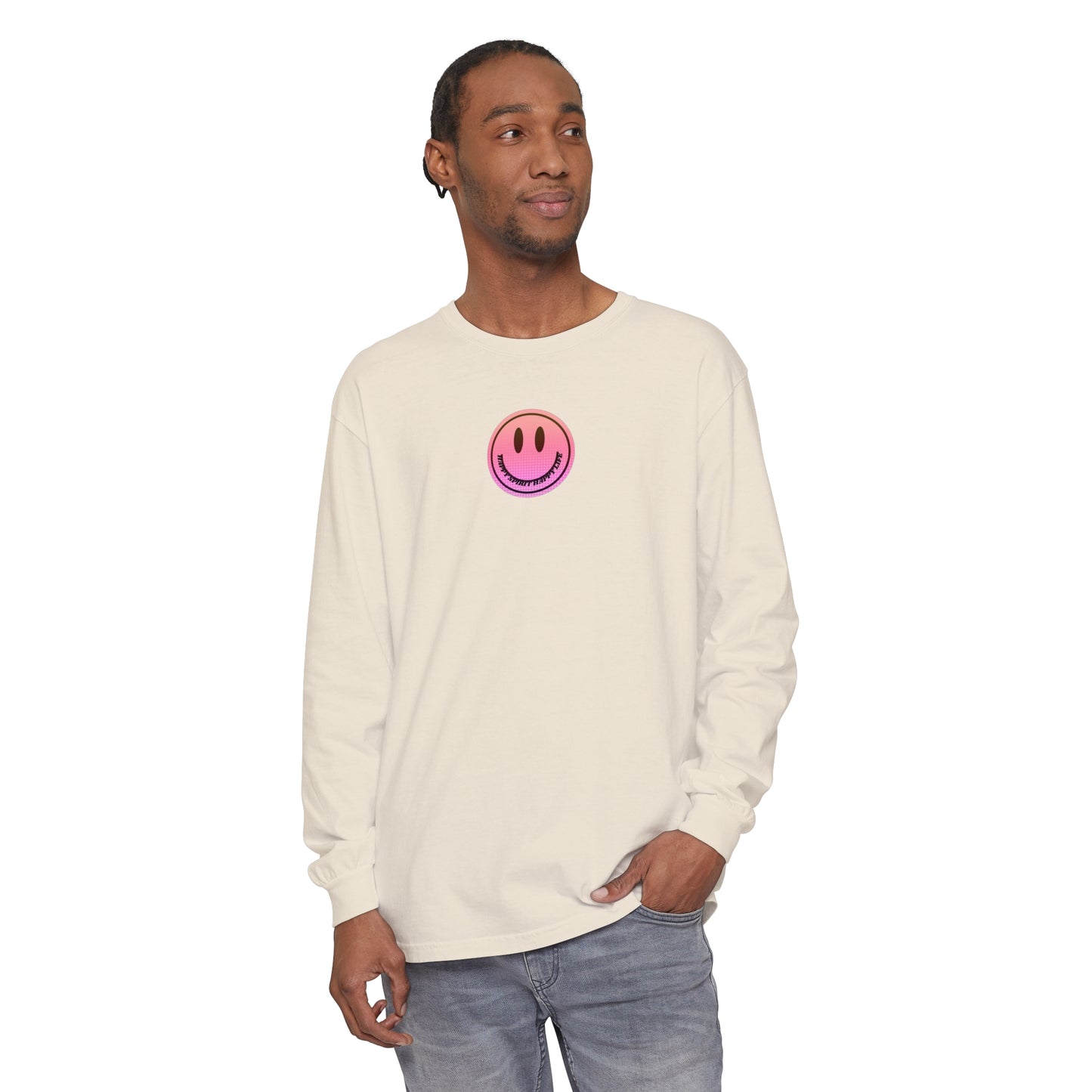 Aesthetic Long Sleeve Shirt, Smile Face Y2K Retro Shirt, 80's Style Smile Graphic, Comfort Colors Unisex Garment-dyed Long Sleeve T-Shirt